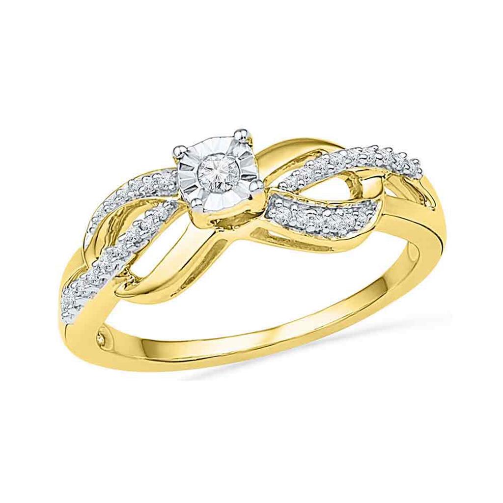 Image of ID 1 10k Yellow Gold Round Diamond Solitaire Infinity Promise Ring 1/6 Cttw