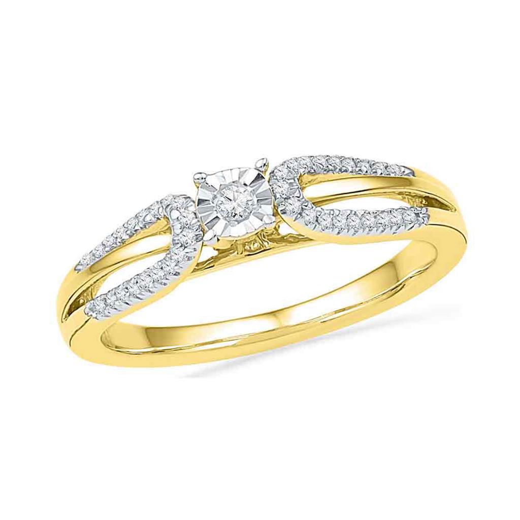 Image of ID 1 10k Yellow Gold Round Diamond Solitaire Open-shank Engagement Ring 1/6 Cttw