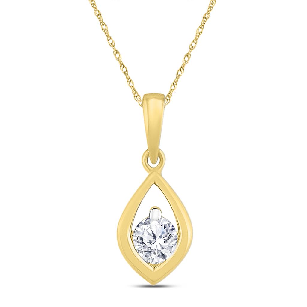 Image of ID 1 10k Yellow Gold Round Diamond Solitaire Pendant 1/6 Cttw