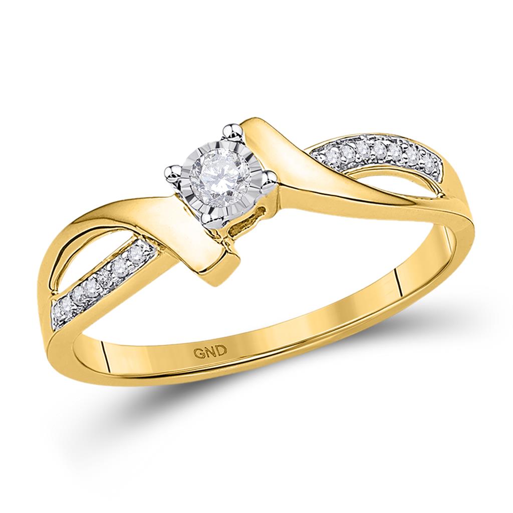 Image of ID 1 10k Yellow Gold Round Diamond Solitaire Promise Ring 1/10 Cttw