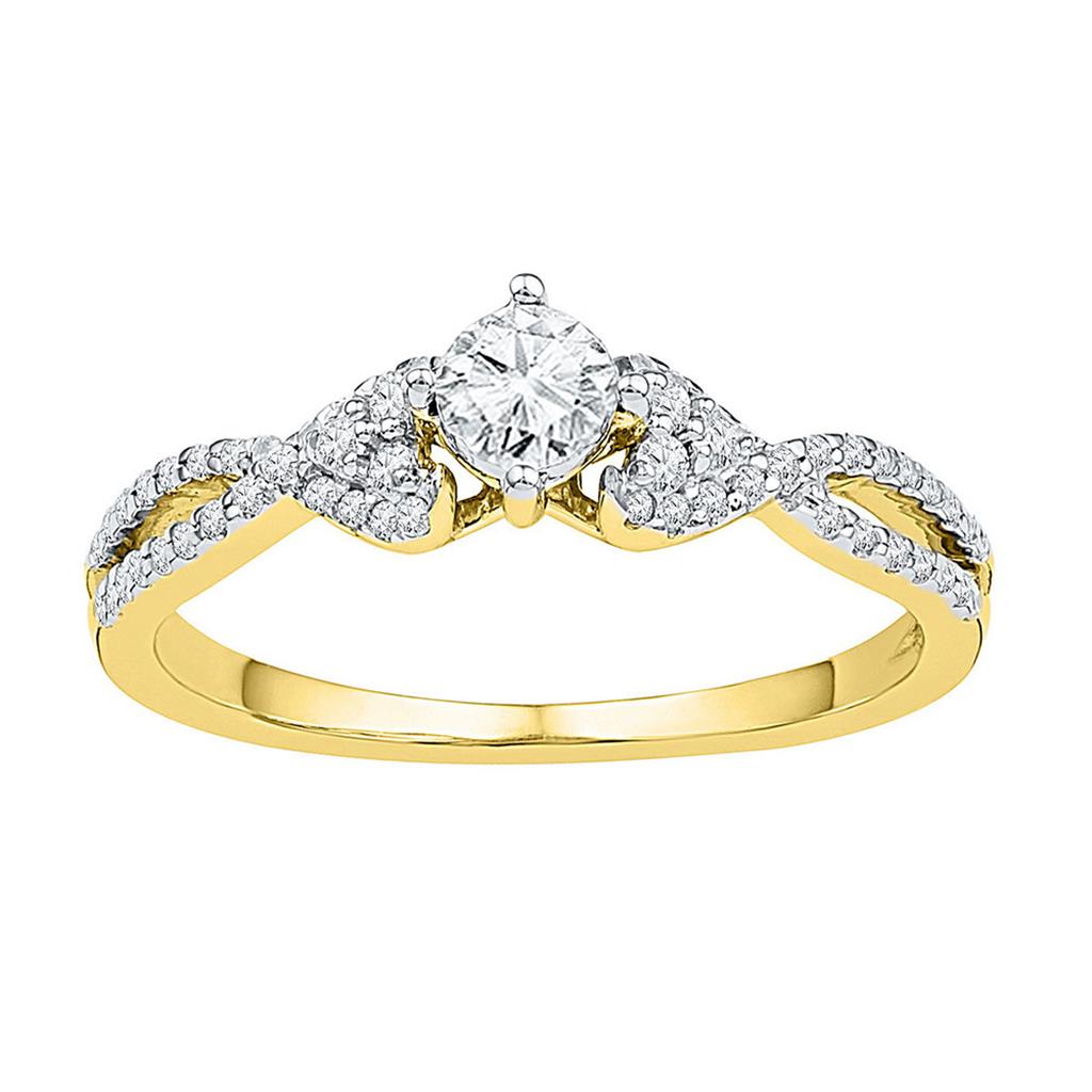 Image of ID 1 10k Yellow Gold Round Diamond Solitaire Promise Ring 1/4 Cttw