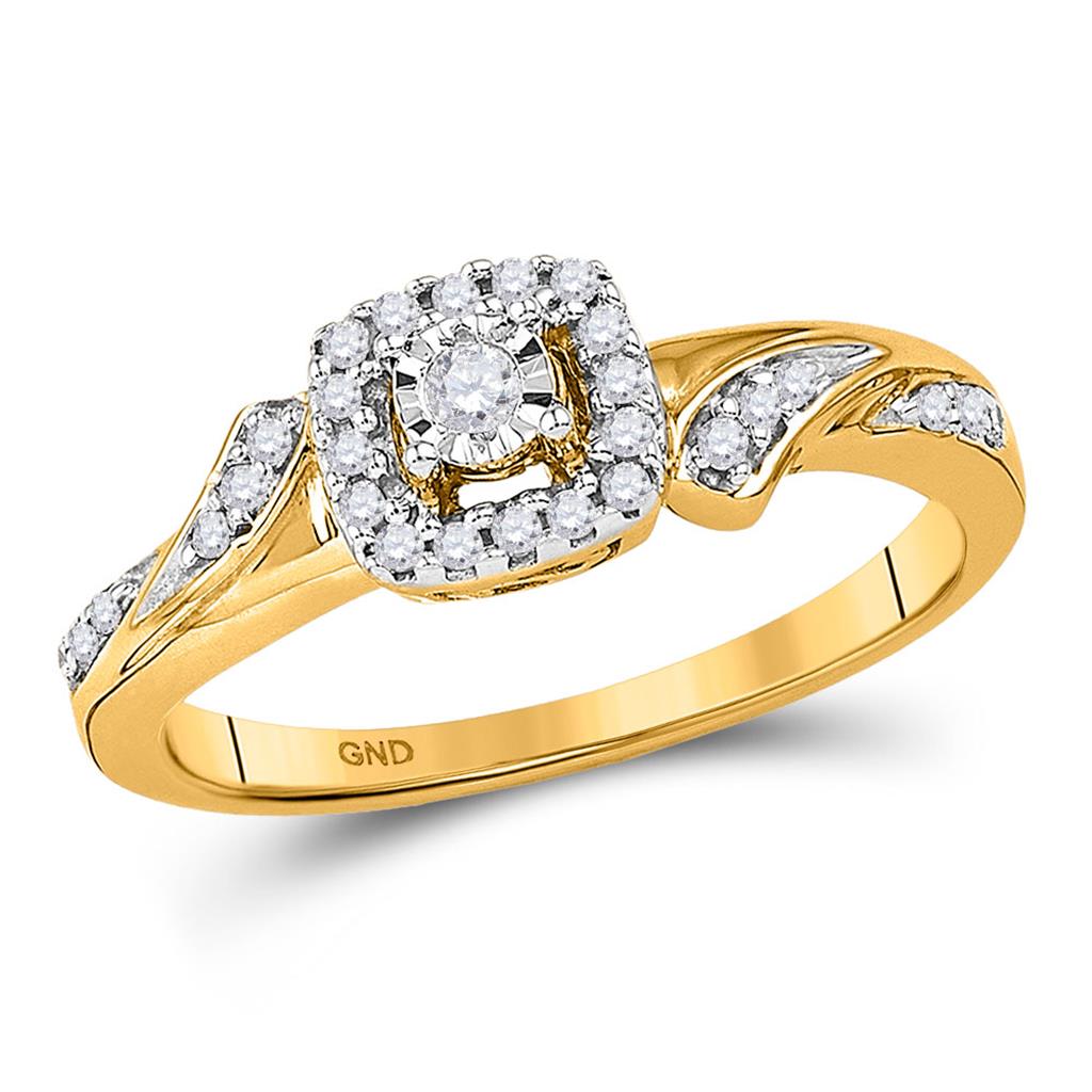 Image of ID 1 10k Yellow Gold Round Diamond Solitaire Promise Ring 1/6 Cttw