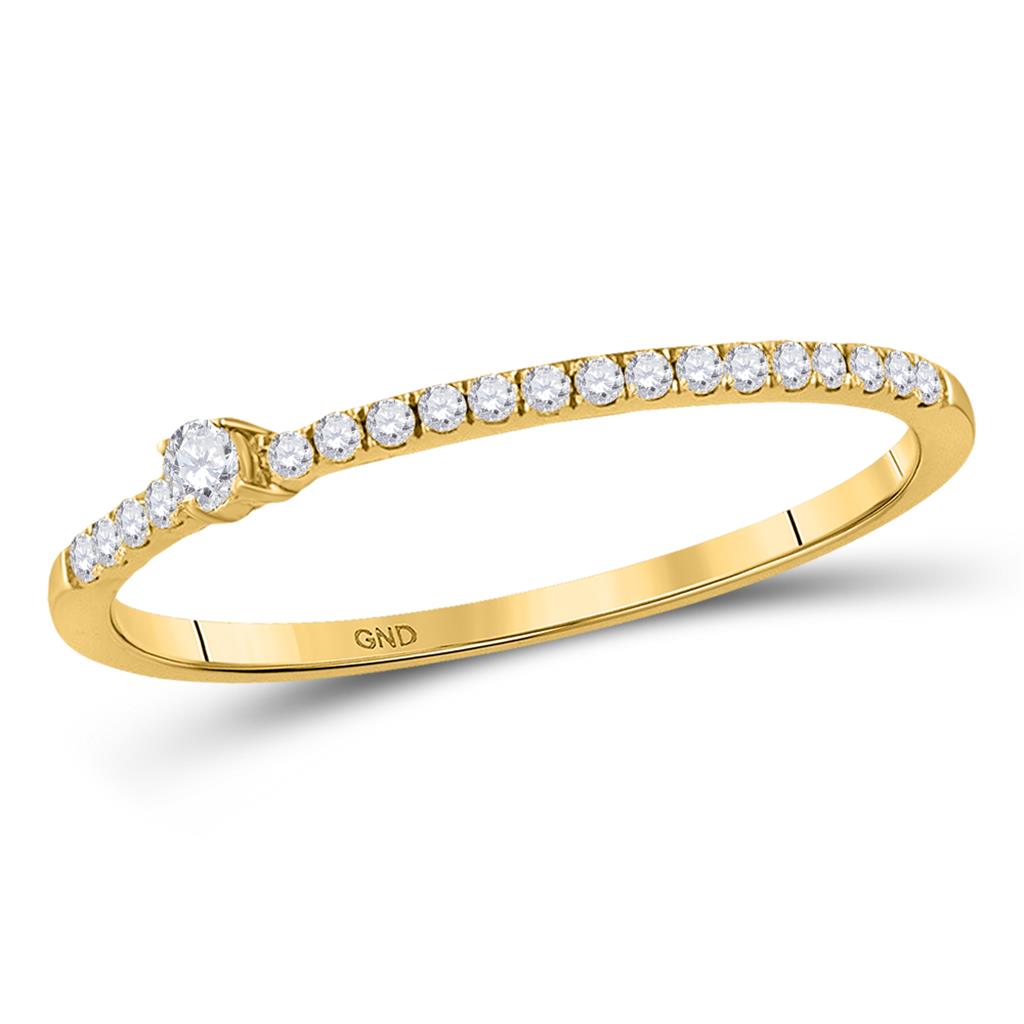 Image of ID 1 10k Yellow Gold Round Diamond Solitaire Stackable Band Ring 1/6 Cttw