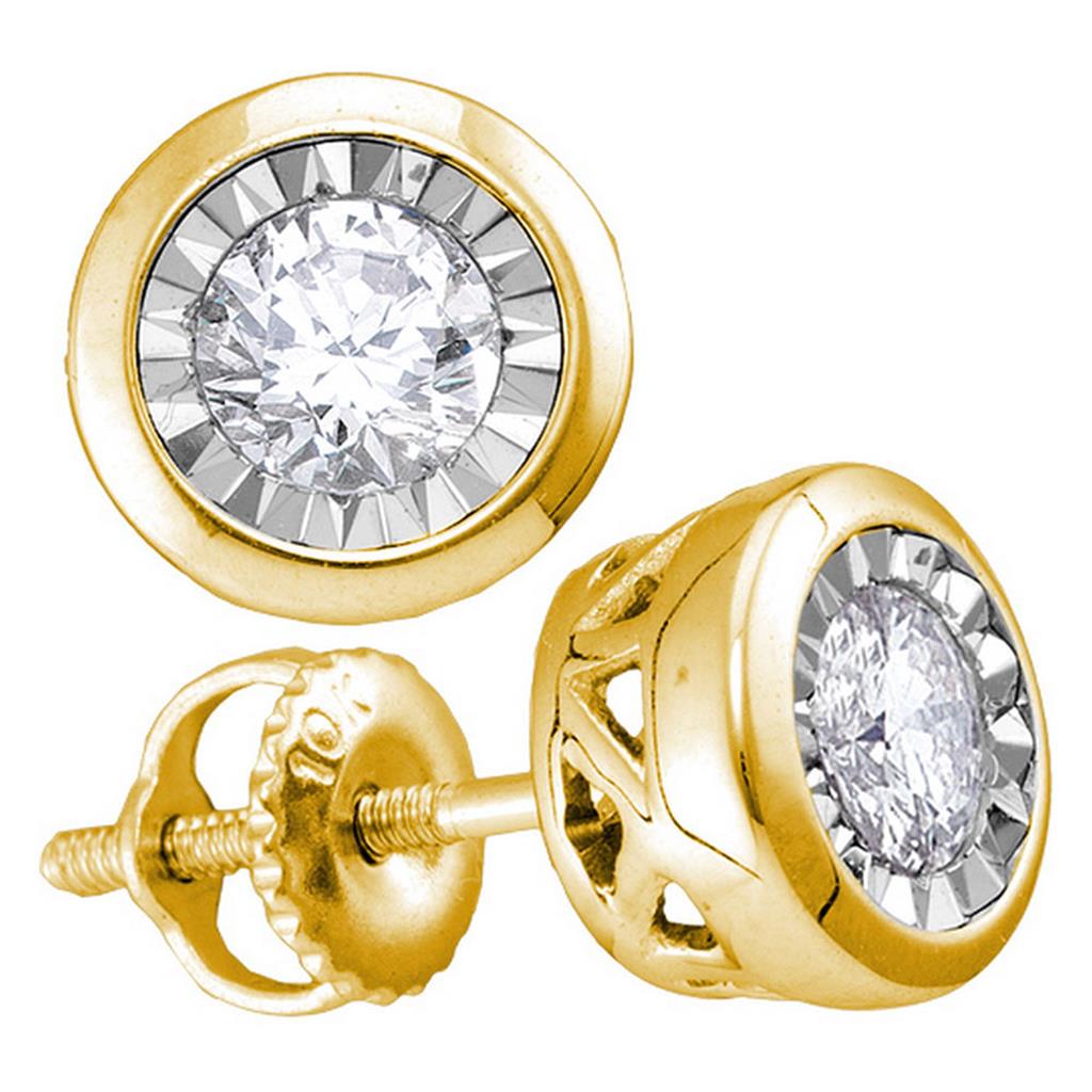 Image of ID 1 10k Yellow Gold Round Diamond Solitaire Stud Earrings 1/4 Cttw