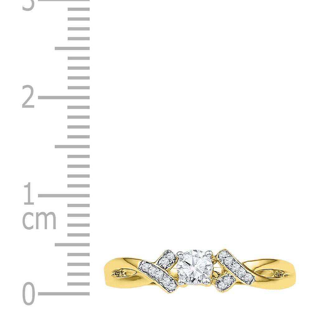 Image of ID 1 10k Yellow Gold Round Diamond Solitaire Twist Bridal Engagement Ring 1/3 Cttw