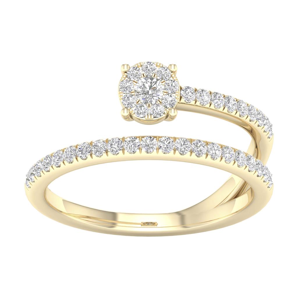 Image of ID 1 10k Yellow Gold Round Diamond Spiral Band Ring 1/3 Cttw
