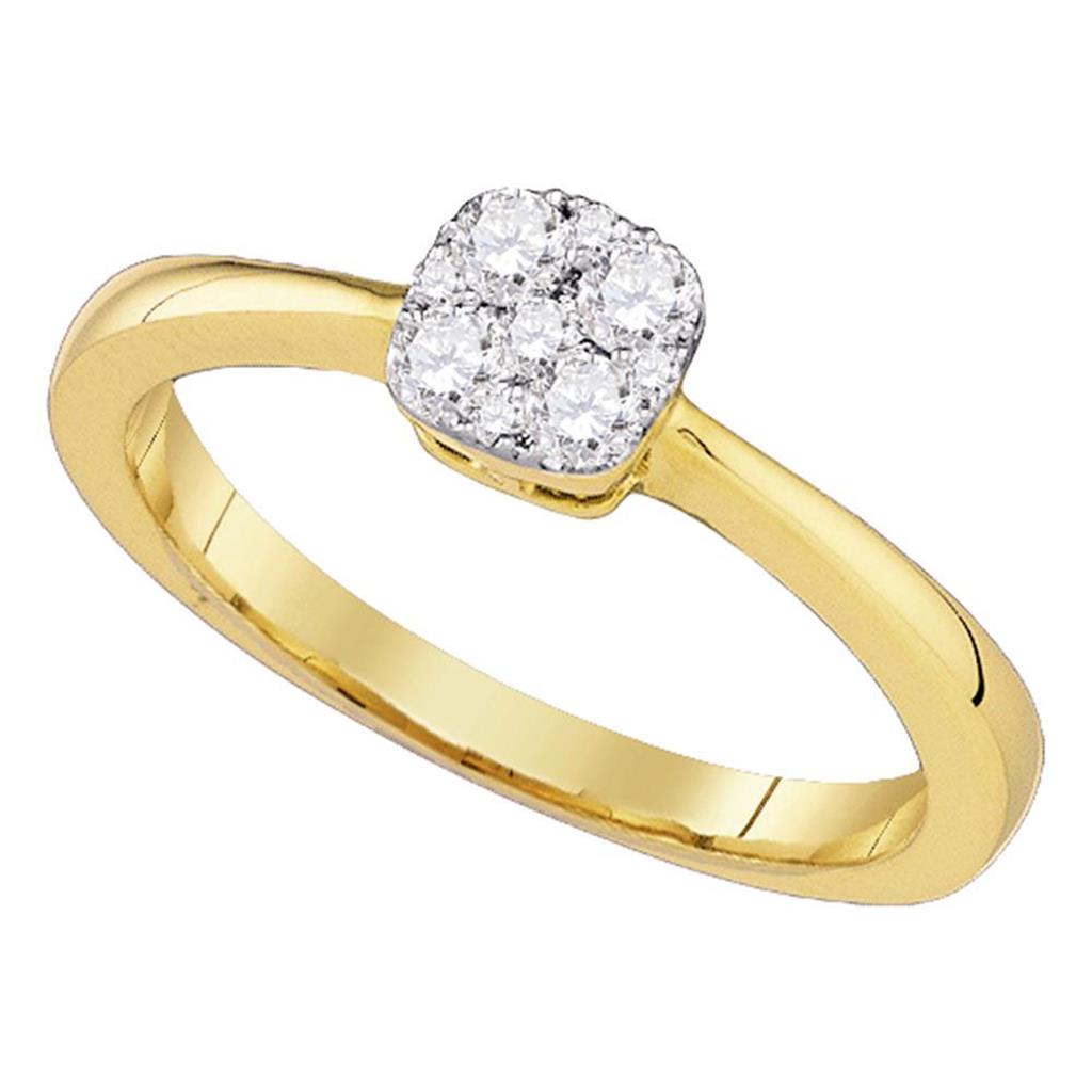 Image of ID 1 10k Yellow Gold Round Diamond Square Cluster Bridal Engagement Ring 30 Cttw