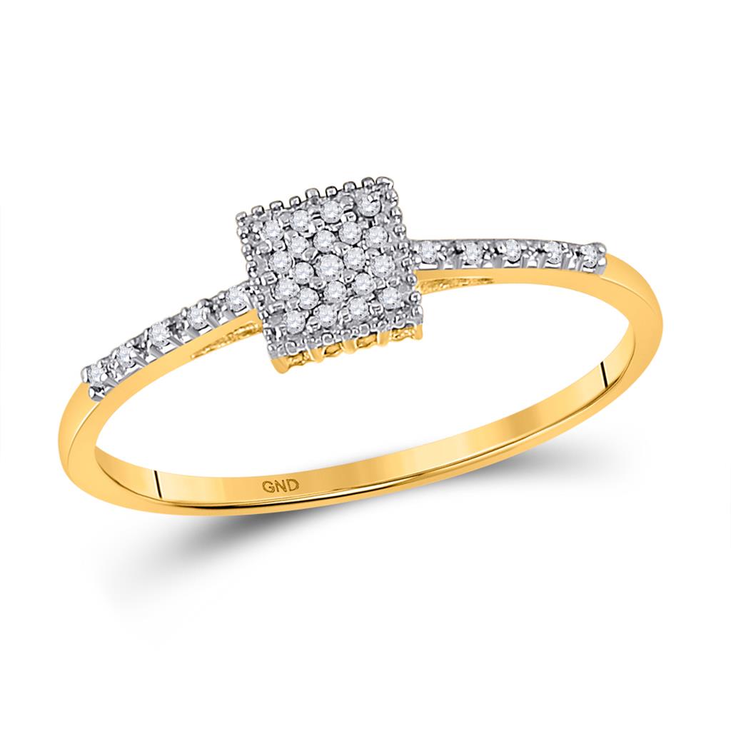 Image of ID 1 10k Yellow Gold Round Diamond Square Cluster Ring 1/20 Cttw