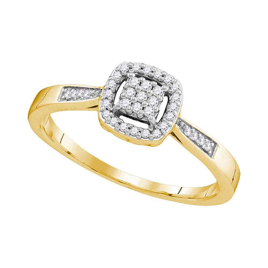Image of ID 1 10k Yellow Gold Round Diamond Square Cluster Ring 1/8 Cttw