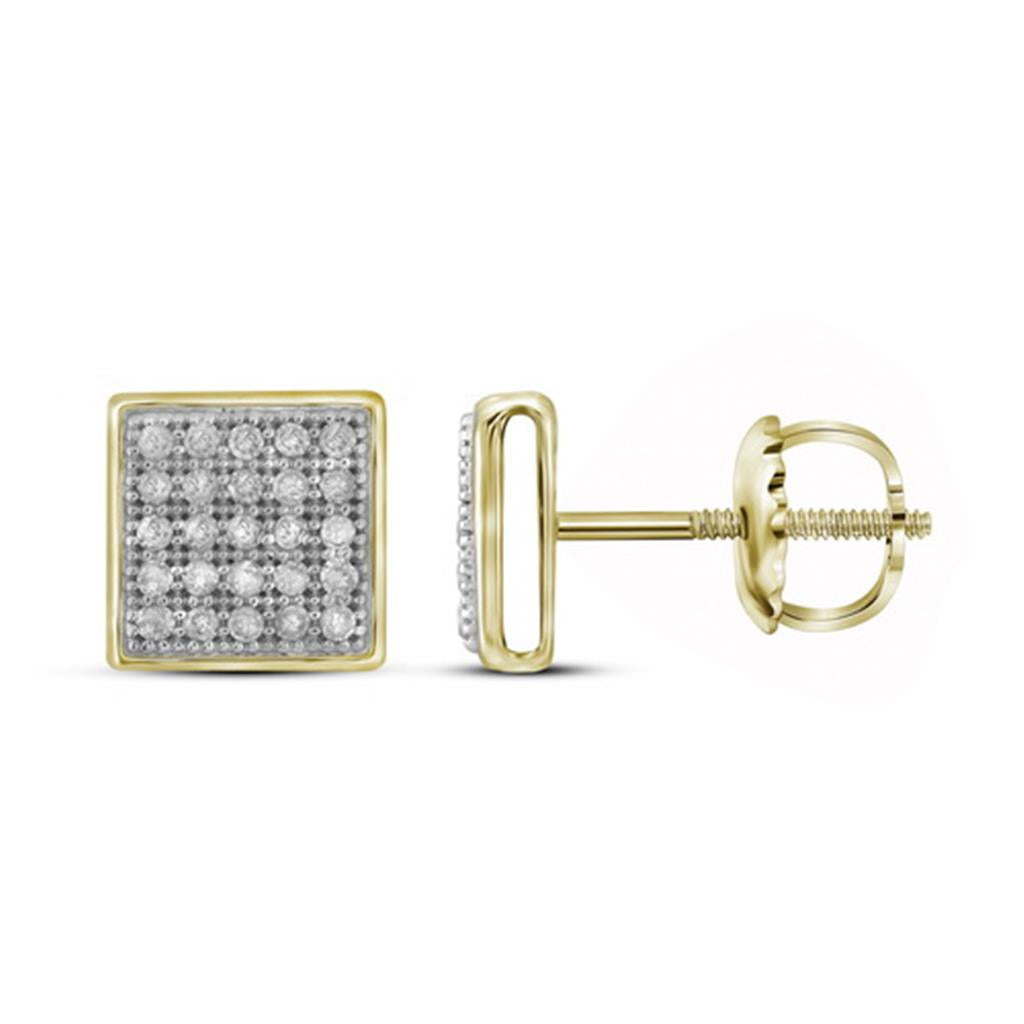 Image of ID 1 10k Yellow Gold Round Diamond Square Earrings 1/6 Cttw