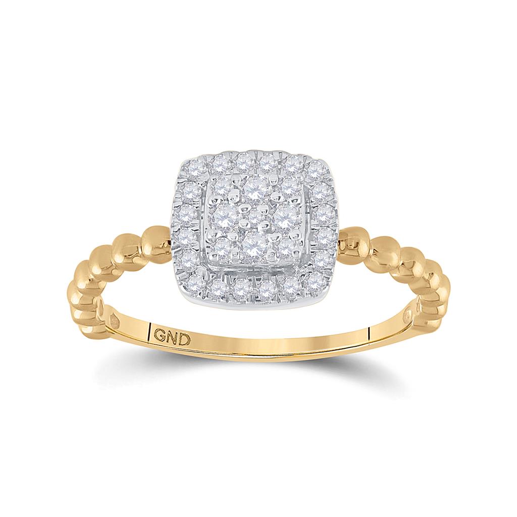 Image of ID 1 10k Yellow Gold Round Diamond Square Ring 1/3 Cttw