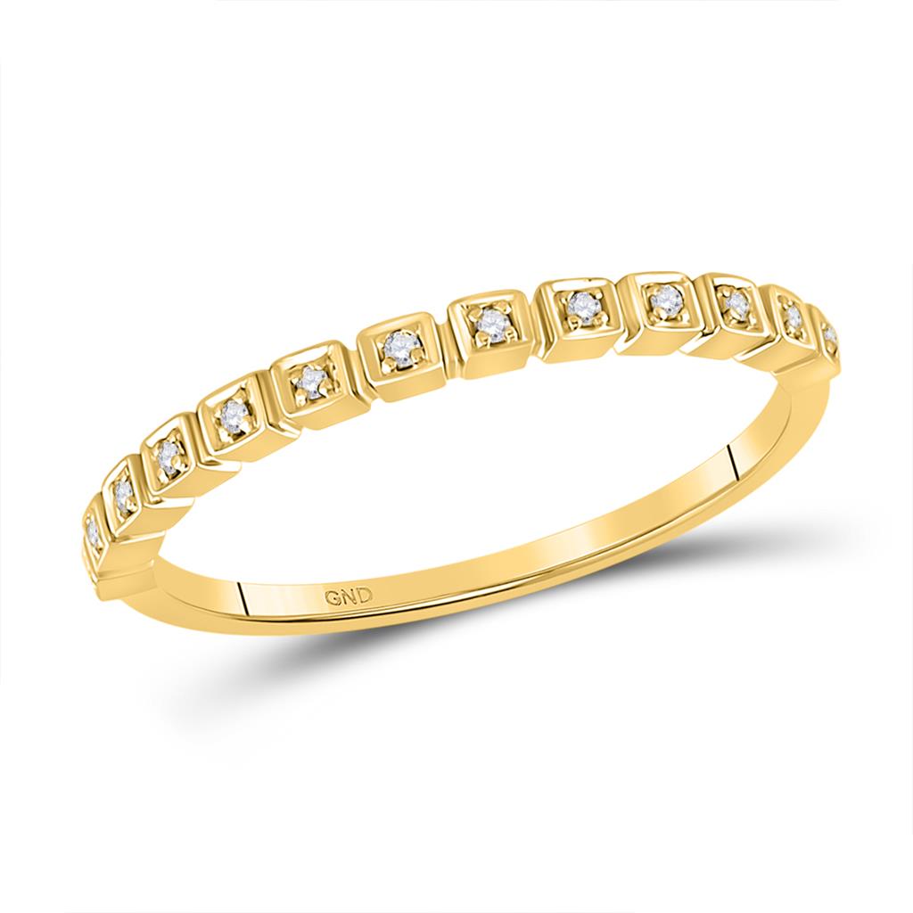 Image of ID 1 10k Yellow Gold Round Diamond Stackable Band Ring 1/20 Cttw