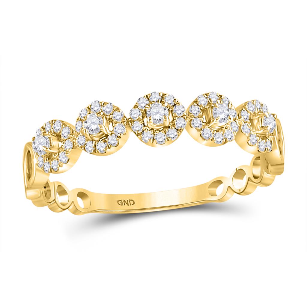 Image of ID 1 10k Yellow Gold Round Diamond Stackable Band Ring 1/3 Cttw