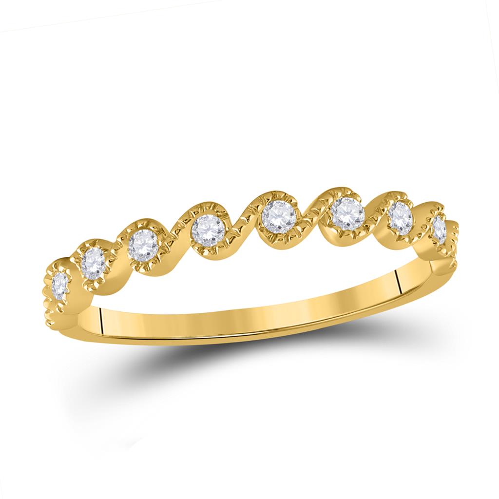 Image of ID 1 10k Yellow Gold Round Diamond Stackable Band Ring 1/6 Cttw