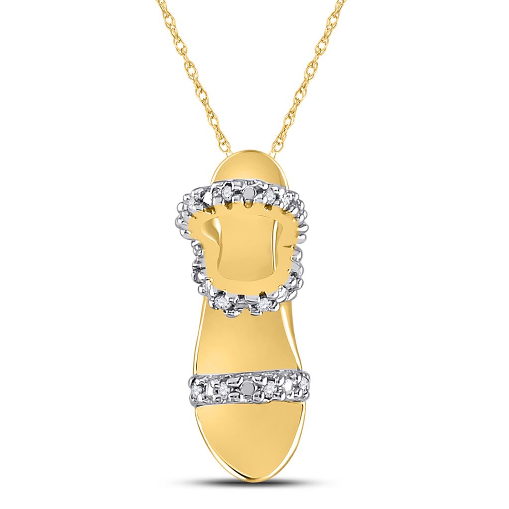 Image of ID 1 10k Yellow Gold Round Diamond Stiletto Shoe Pendant 1/20 Cttw