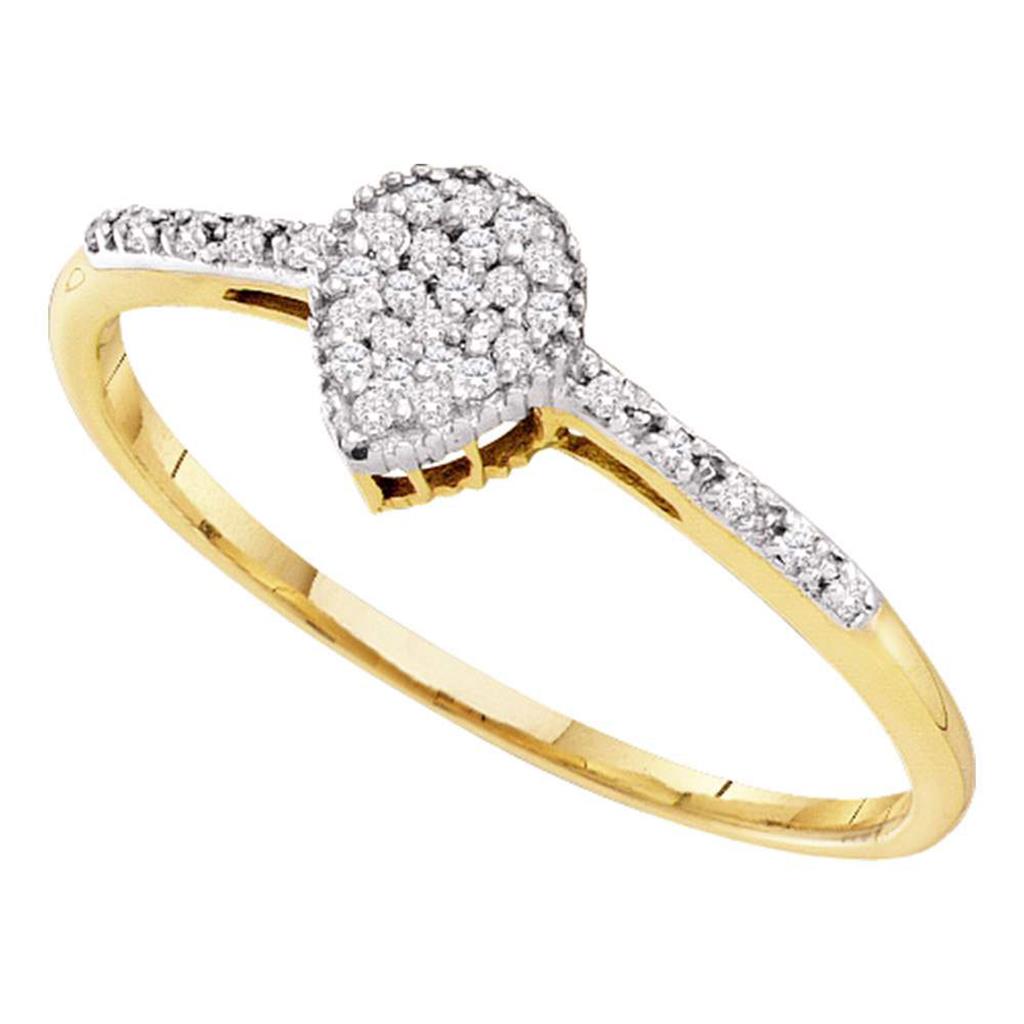 Image of ID 1 10k Yellow Gold Round Diamond Teardrop Cluster Ring 1/20 Cttw