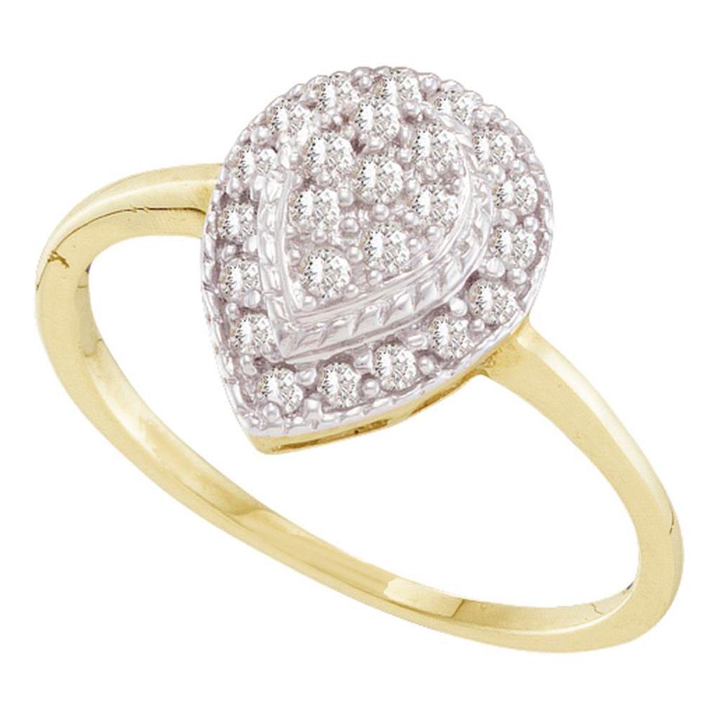 Image of ID 1 10k Yellow Gold Round Diamond Teardrop Cluster Ring 1/4 Cttw