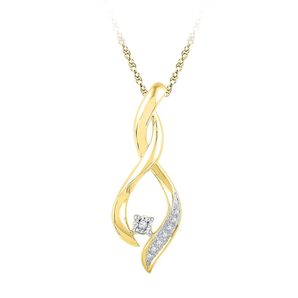 Image of ID 1 10k Yellow Gold Round Diamond Teardrop Fashion Pendant 1/20 Cttw