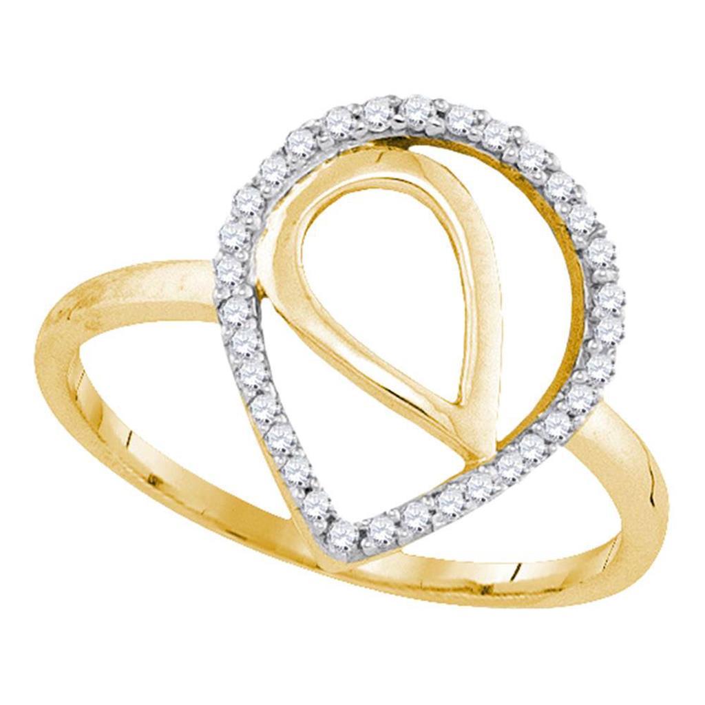 Image of ID 1 10k Yellow Gold Round Diamond Teardrop Fashion Ring 1/8 Cttw