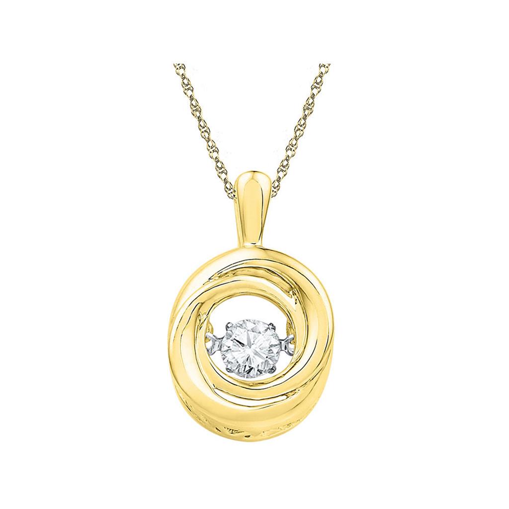 Image of ID 1 10k Yellow Gold Round Diamond Twinkle Moving Solitaire Pendant 1/4 Cttw