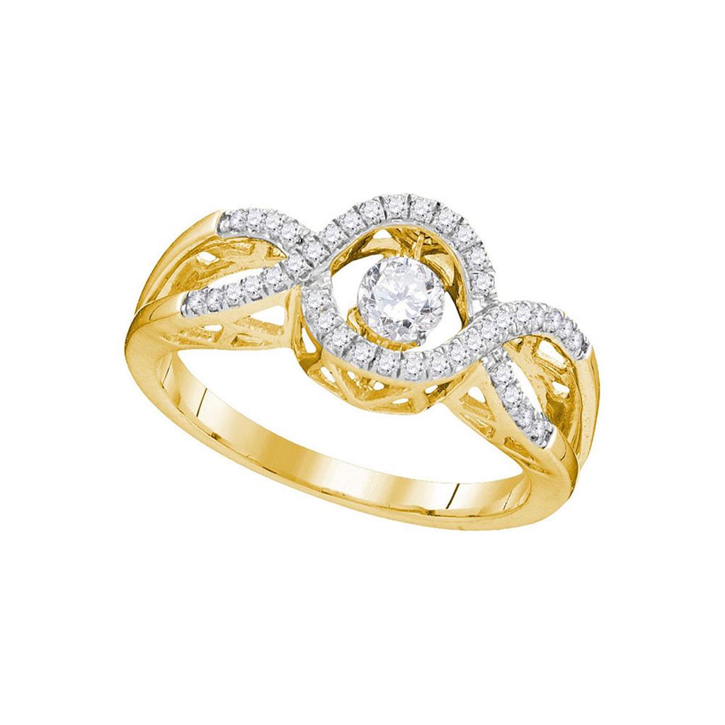 Image of ID 1 10k Yellow Gold Round Diamond Twinkle Solitaire Moving Ring 1/4 Cttw