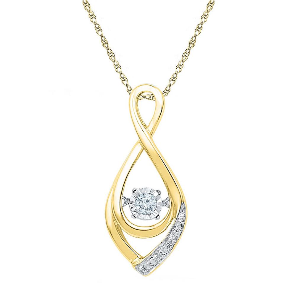 Image of ID 1 10k Yellow Gold Round Diamond Twinkle Solitaire Teardrop Pendant 1/20 Cttw