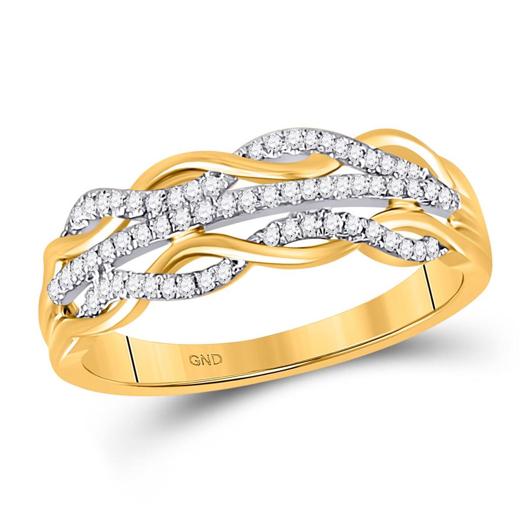 Image of ID 1 10k Yellow Gold Round Diamond Twist Band Ring 1/6 Cttw