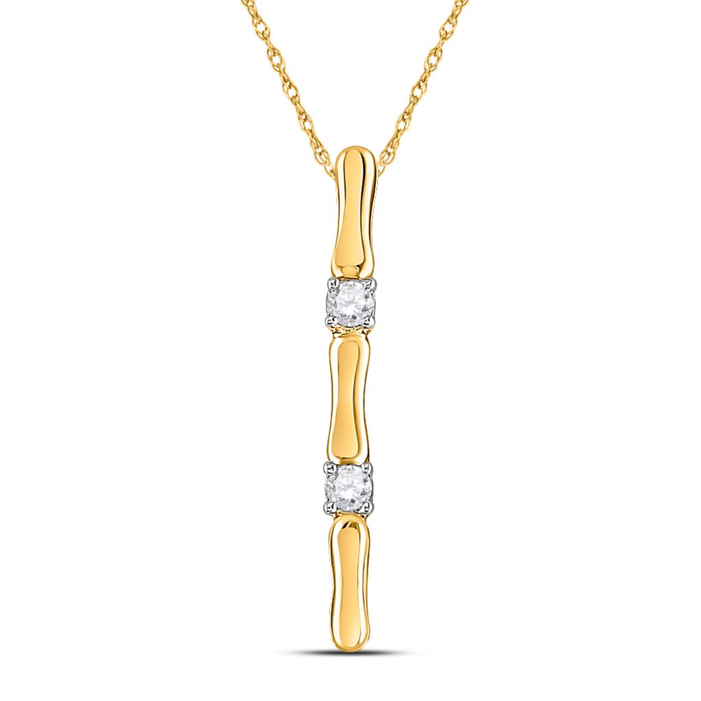 Image of ID 1 10k Yellow Gold Round Diamond Vertical Bar Necklace 1/10 Cttw