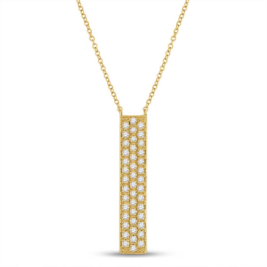 Image of ID 1 10k Yellow Gold Round Diamond Vertical Bar Necklace 1/4 Cttw