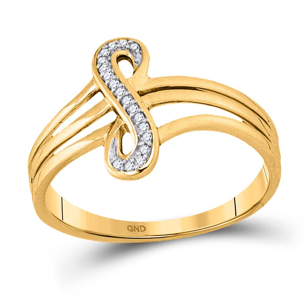 Image of ID 1 10k Yellow Gold Round Diamond Vertical Infinity Strand Ring 1/20 Cttw