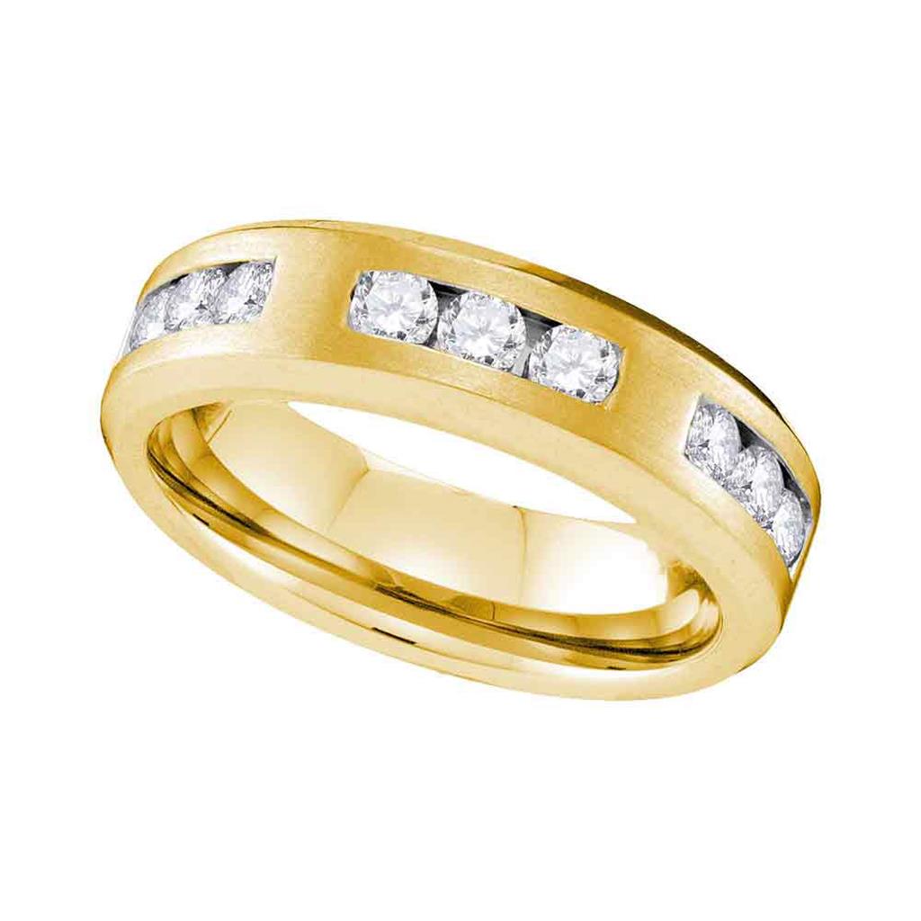 Image of ID 1 10k Yellow Gold Round Diamond Wedding Band 1 Cttw