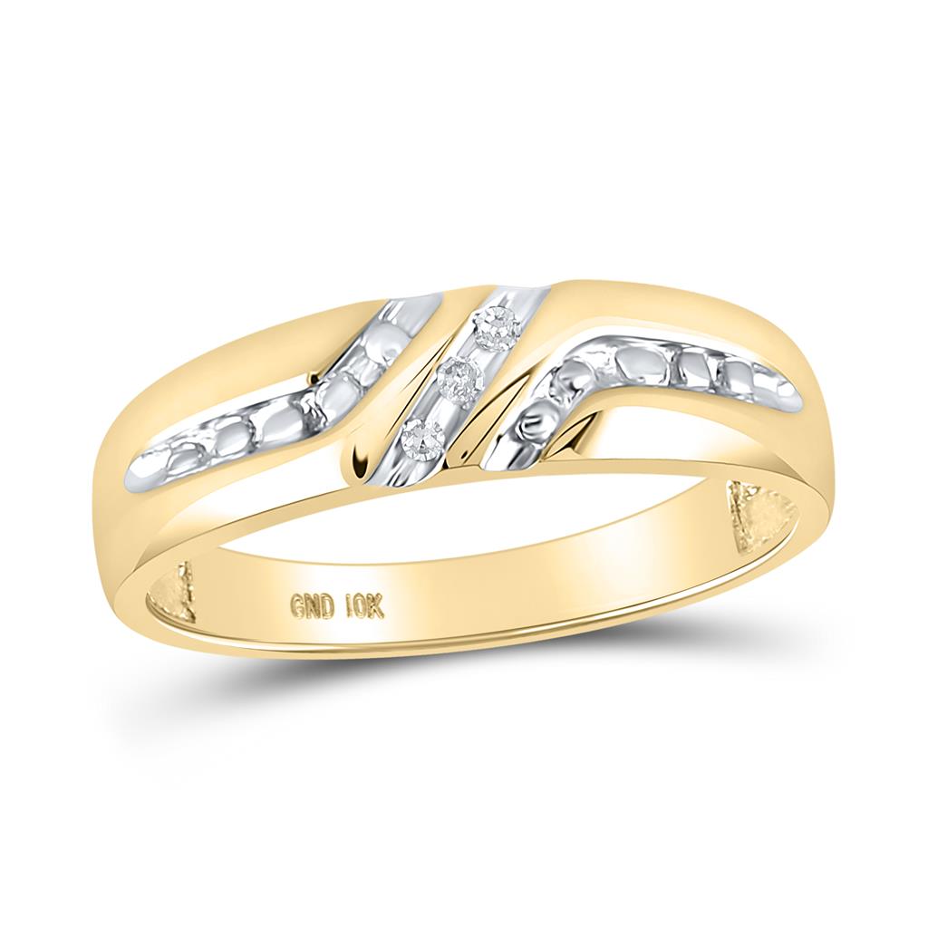 Image of ID 1 10k Yellow Gold Round Diamond Wedding Band Ring 03 Cttw