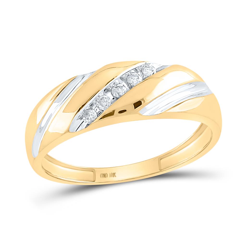 Image of ID 1 10k Yellow Gold Round Diamond Wedding Band Ring 1/10 Cttw