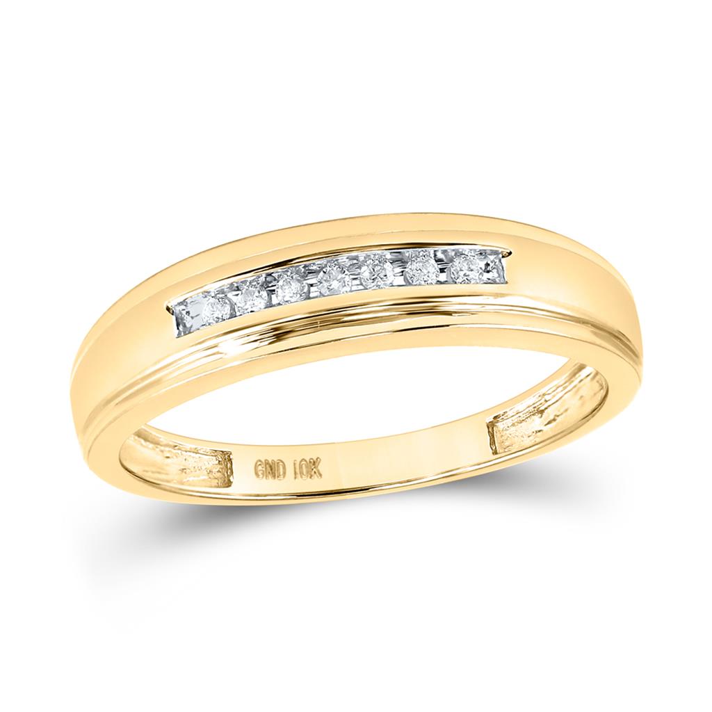Image of ID 1 10k Yellow Gold Round Diamond Wedding Band Ring 1/12 Cttw