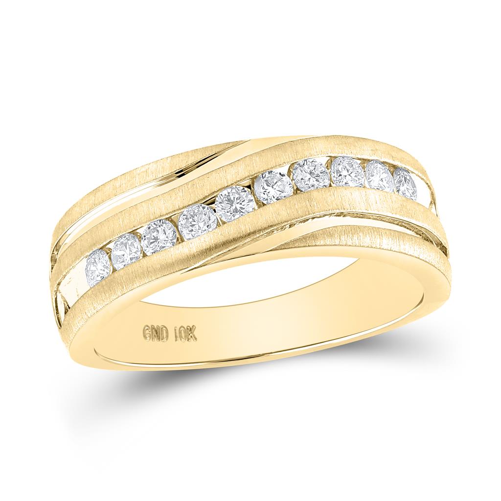 Image of ID 1 10k Yellow Gold Round Diamond Wedding Band Ring 1/2 Cttw