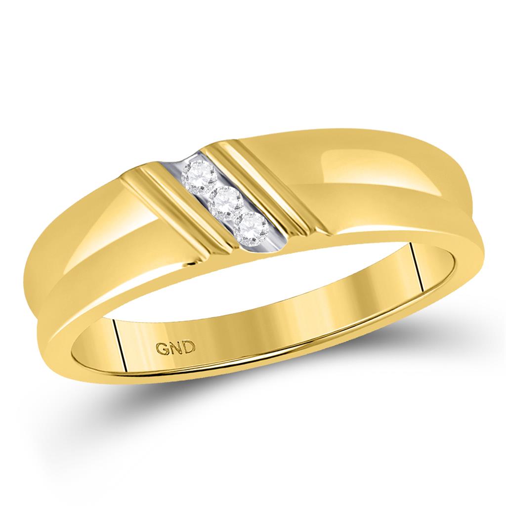 Image of ID 1 10k Yellow Gold Round Diamond Wedding Band Ring 1/20 Cttw