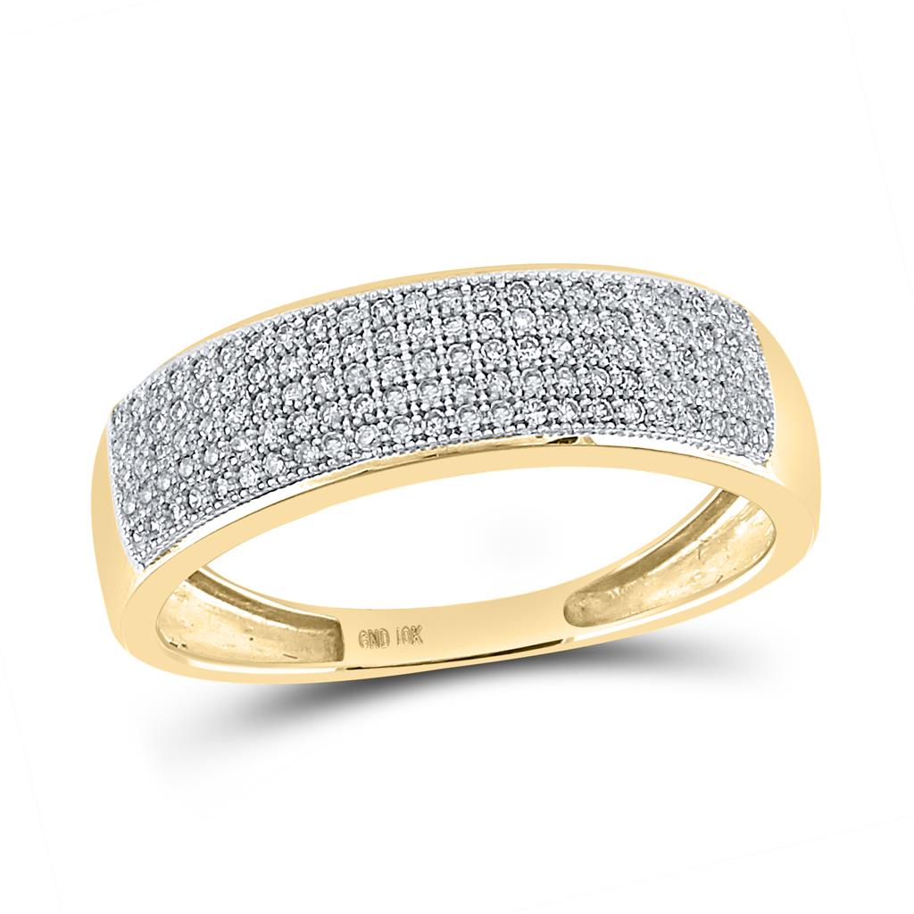 Image of ID 1 10k Yellow Gold Round Diamond Wedding Band Ring 1/3 Cttw