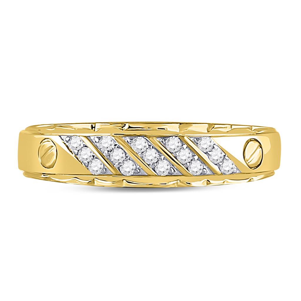 Image of ID 1 10k Yellow Gold Round Diamond Wedding Band Ring 1/5 Cttw