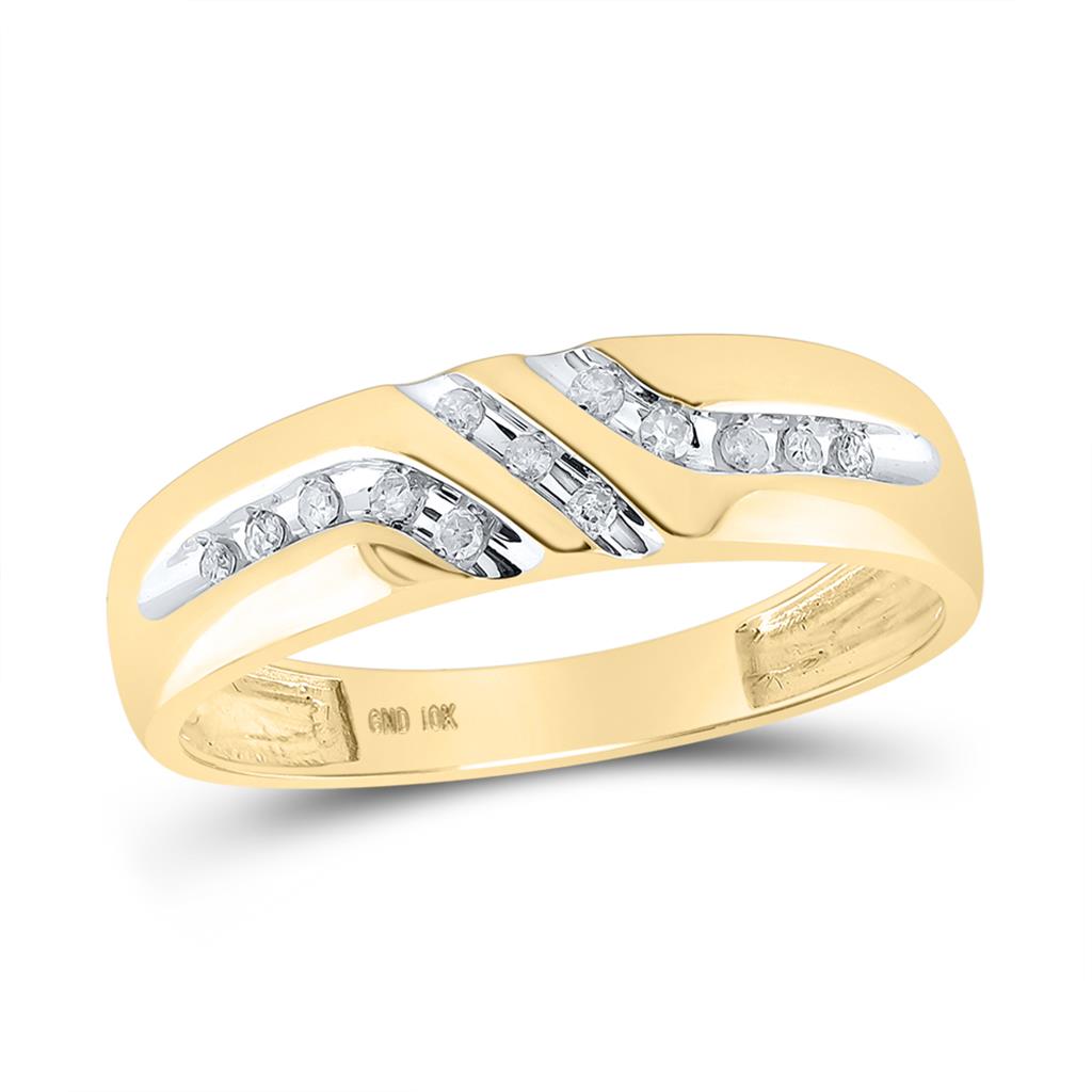 Image of ID 1 10k Yellow Gold Round Diamond Wedding Band Ring 1/8 Cttw