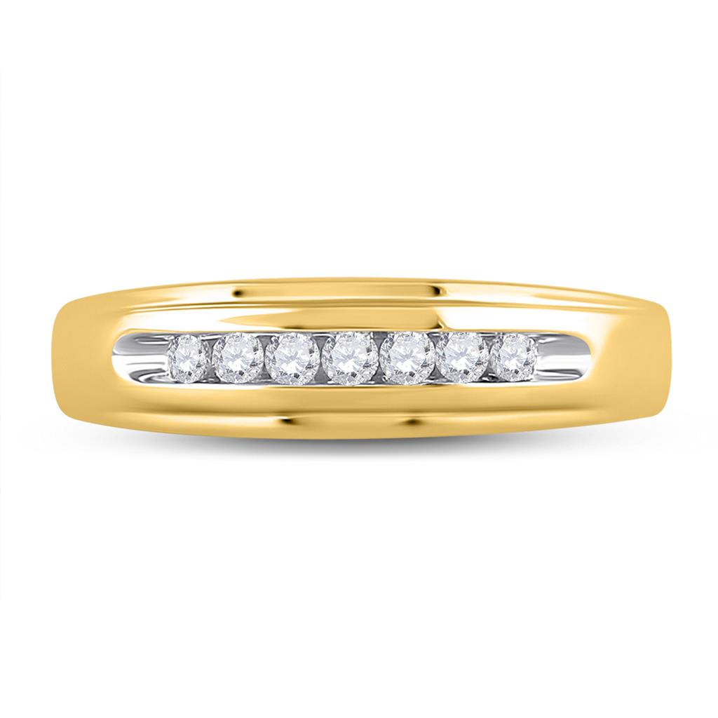 Image of ID 1 10k Yellow Gold Round Diamond Wedding Channel Set Band Ring 1/4 Cttw