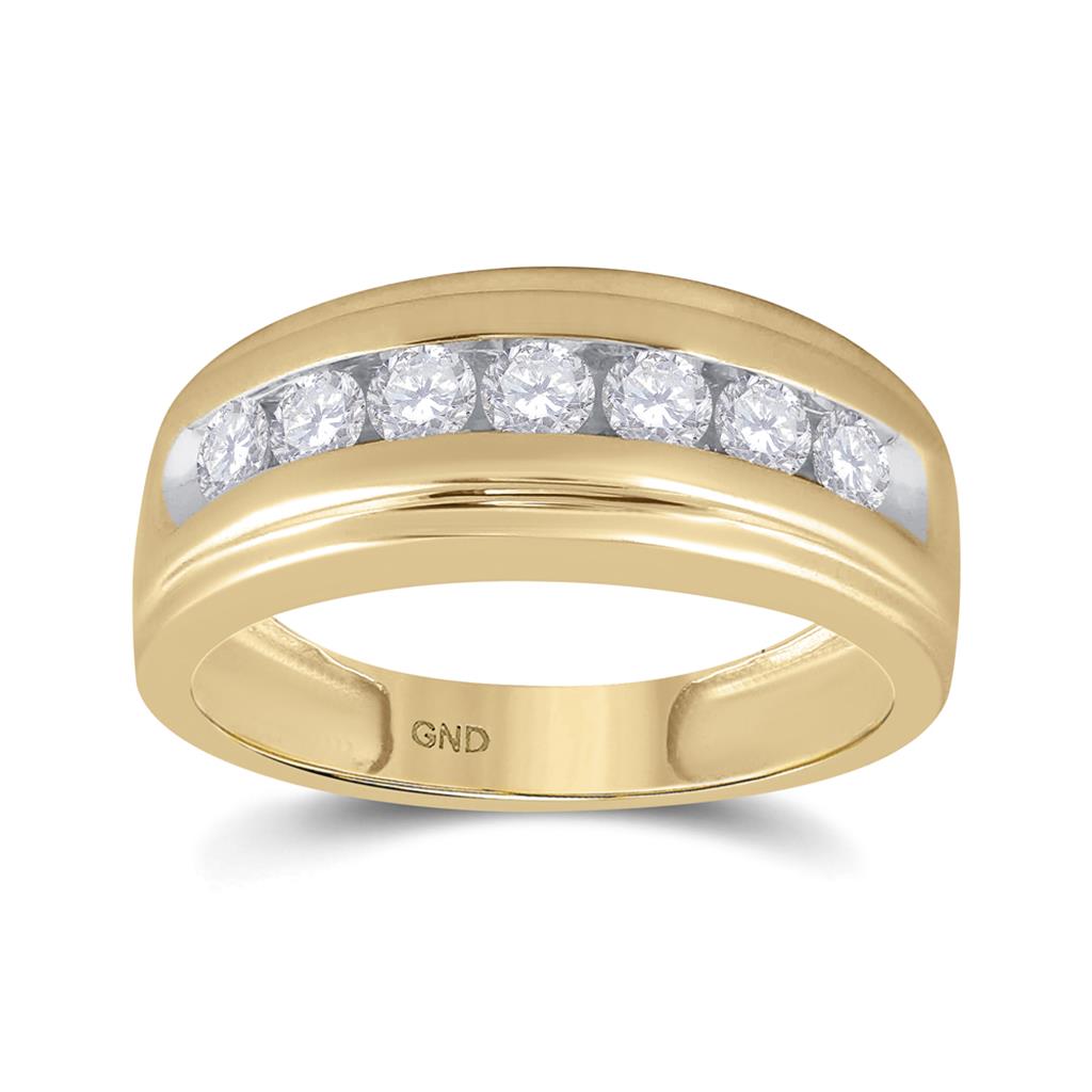 Image of ID 1 10k Yellow Gold Round Diamond Wedding Channel-Set Band Ring 7/8 Cttw