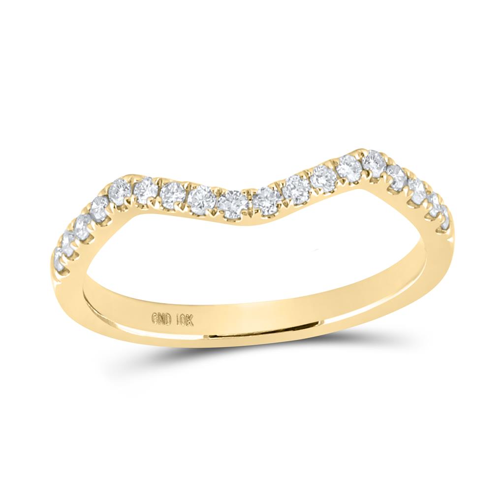 Image of ID 1 10k Yellow Gold Round Diamond Wedding Curved Enhancer Band 1/5 Cttw