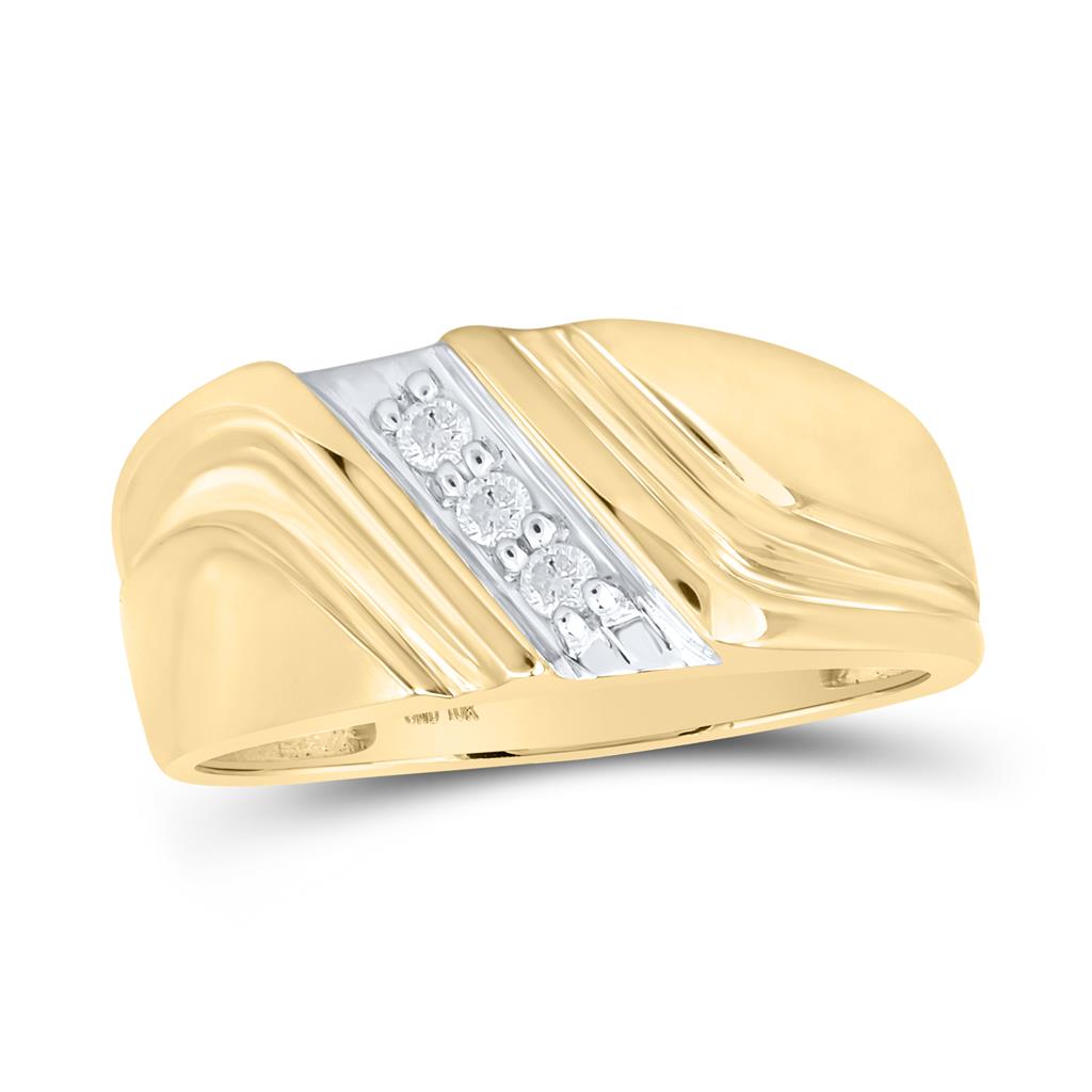 Image of ID 1 10k Yellow Gold Round Diamond Wedding Single Row Band Ring 1/10 Cttw