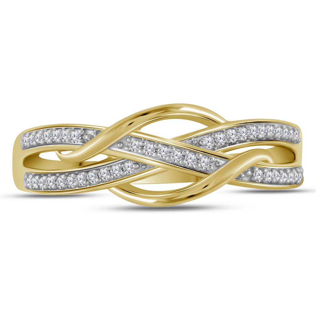 Image of ID 1 10k Yellow Gold Round Diamond Woven Band Ring 1/10 Cttw