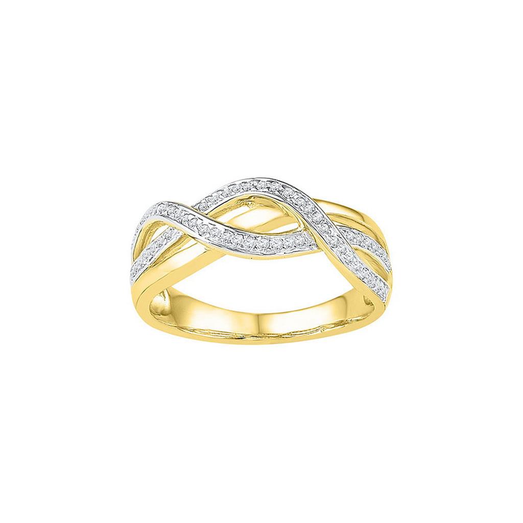 Image of ID 1 10k Yellow Gold Round Diamond Woven Fashion Band Ring 1/5 Cttw