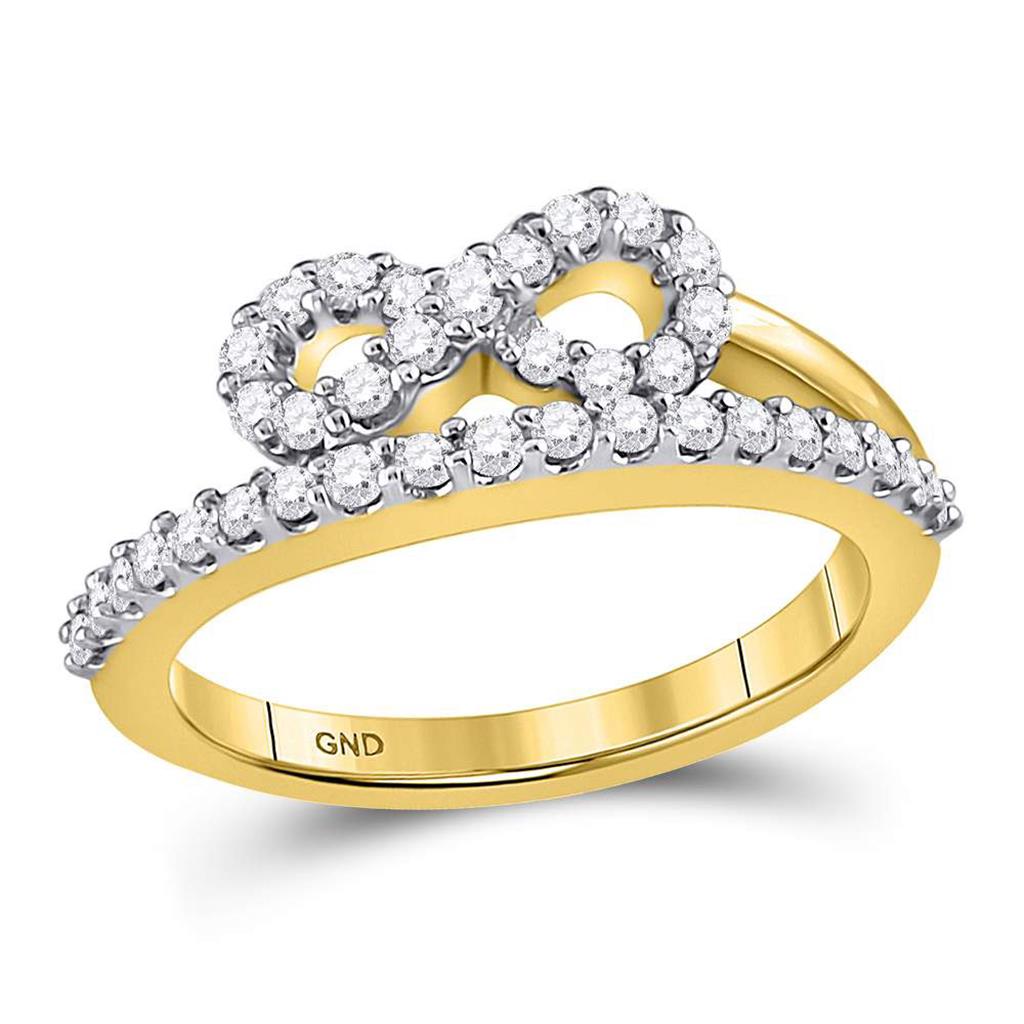 Image of ID 1 10k Yellow Gold Round Diamond Woven Infinity Band Ring 1/2 Cttw