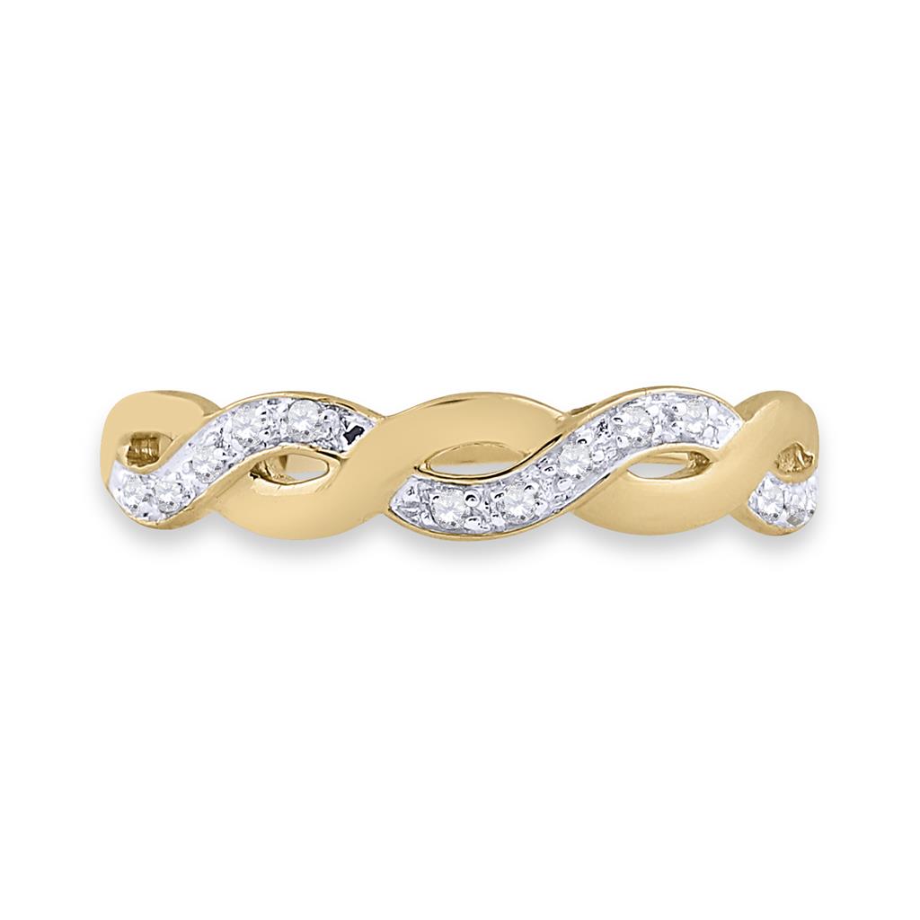 Image of ID 1 10k Yellow Gold Round Diamond Woven Twist Band Ring 1/12 Cttw