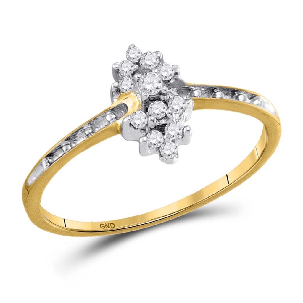 Image of ID 1 10k Yellow Gold Round Prong-set Diamond Small Cluster Ring 1/8 Cttw