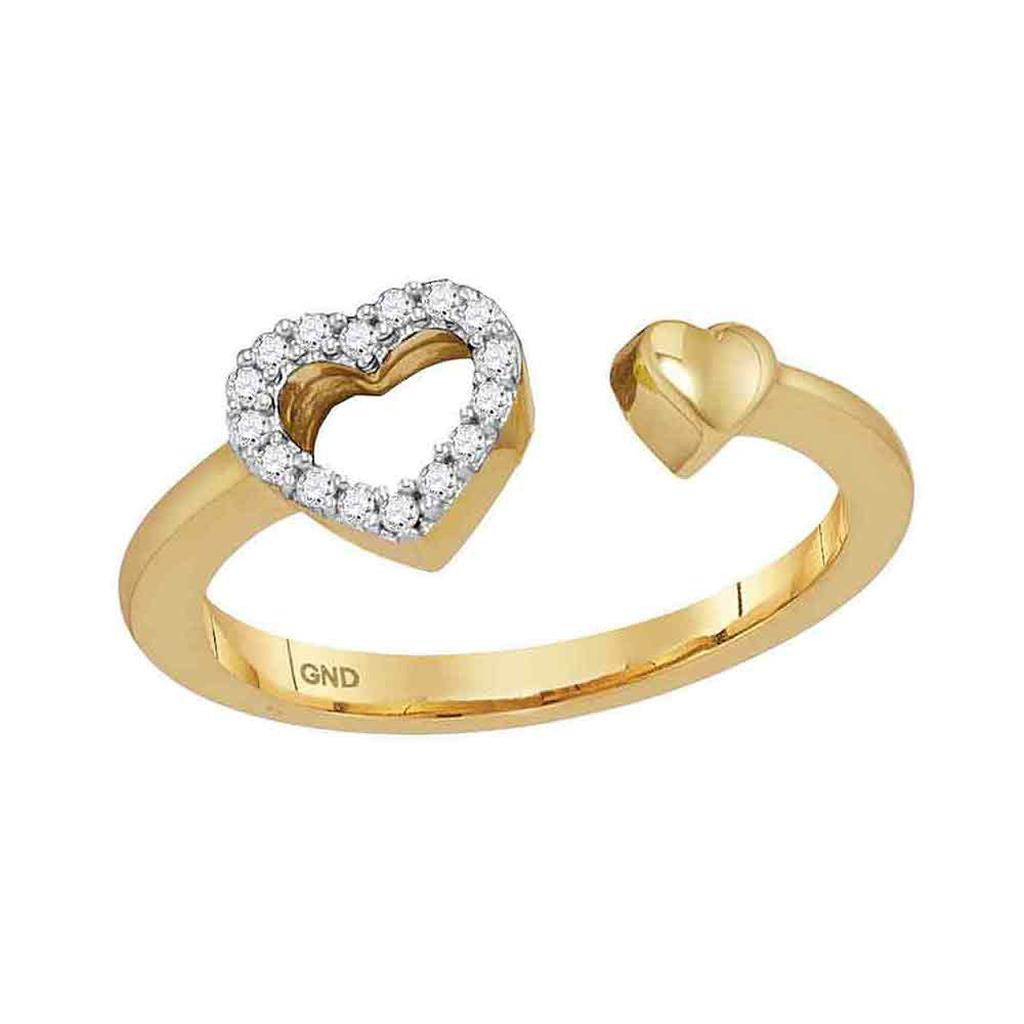 Image of ID 1 10kt Yellow Gold Round Diamond Bisected Heart Ring 1/10 Cttw