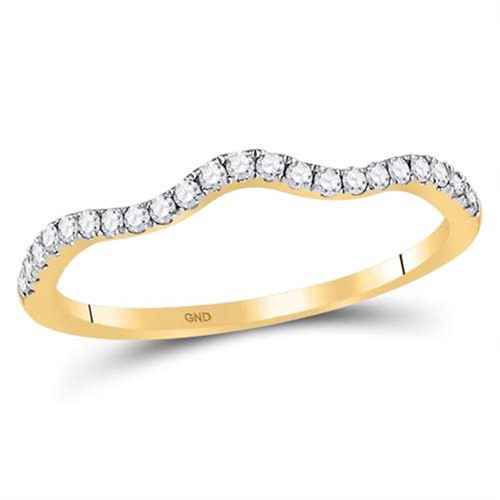 Image of ID 1 10kt Yellow Gold Round Diamond Contoured Stackable Band Ring 1/5 Cttw